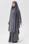 Women's Abaya Medina Silk Set with Veil Souffle and Skirt Smoked - 2