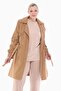 Women's Large Size Double Breasted Collar Buttoned Mink Trench Coat 1049 - 2