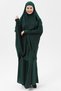 Women's Abaya Medina Silk Set with Veil Souffle and Skirt Emerald Green - 6