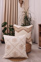 Set of 2 Special Design Real Punch Poncho Pattern Bohemian Floral Throw Pillow Cover Beige