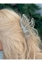 Imported Luxury Trend Metal Crystal Stone Large Butterfly Pattern Latch Clip Buckle Silver Gray - 3