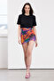 Siyah Limited Edition Desenli Büzgülü Anvelop Esnek Örme Mini Elbise TWOSS24EL00561
