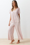 Pudra-Çok Renkli Çiçekli Örme Pijama Takımı THMSS24PT00231 - 3
