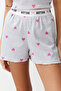 Gri Melanj Kalpli Slogan Baskılı Lastikli Fitilli Şortlu Örme Pijama Takımı THMSS24PT00220 - 4