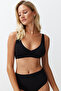 Black Balconet Push Up Textured Bikini Top TBESS24BU00107 - 2