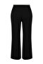Siyah Beli Poplin Detaylı Yüksek Bel Wide Leg/Geniş Paça Örme Büyük Beden Pantolon TBBSS24AR00000 - 8