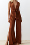 Brown Woven Tie-Detail Jumpsuit TBESS23TU00010 - 4