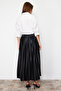 Black Pleated Woven Skirt TCTAW24EE00010 - 6
