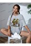 Unisex BAY Cartoon Graphic Drop Shoulder T-shirt KOD-1364 - 4