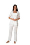 Effortt Ecru Cotton Maternity Pajama Set with Dressing Gown - 2