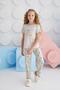 Girl Waiter Short Sleeve Beige Melange Pajamas Set C3T8N68 - 8