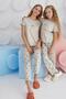 Girl Waiter Short Sleeve Beige Melange Pajamas Set C3T8N68 - 2