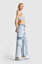 Women's Snow Jeans Color Culotte Cargo Fit Denim Trousers - 3
