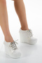High Wedge Heeled Diamond Lace-Up Evening Dress Shoes