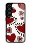 Samsung S24 Glossy Phone Case with Brush Heart Design