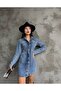 Women's Buttoned Denim long Sleeve Pocket Jean Mini Dress 6043 - 6