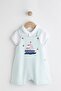 100% Cotton Blue Boat Embroidered Salopet Bodysuit Set