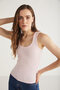 Lıllesol Women's Ribbed Look Thick Strap Basic Pink Blouse Undershirt