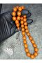 Old Moire Crimped Amber Prayer Beads - Large Size