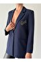 Women's Good Stoned Navy Blue Blazer Jacket - 4