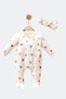 Baby Girl 100% Organic Cotton Heart Printed Bandana Newborn Hospital Exit Jumpsuit Baby Set - 2