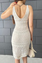 Women's Cream Strap Knitwear Lined Summer Dress - 8