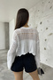 Women's White Openwork Knitwear Blouse - 6