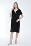 Black Lace Detailed Maternity and Maternity Nightgown Set - 4