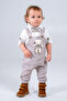 Bow Tie Shirt Teddy Bear Detailed Men's Muslin Salopet Set