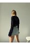 Openwork Bat Sleeve Boat Neck Casual Non-Itching Cotton Crop Knitwear Blouse Blu020 - 3