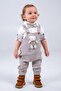 Bow Tie Shirt Teddy Bear Detailed Men's Muslin Salopet Set - 5