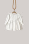 White Full Scallop Detailed Long Sleeve Baby Girl Dress - 7