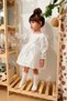 White Full Scallop Detailed Long Sleeve Baby Girl Dress - 4