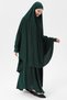 Women's Abaya Medina Silk Set with Veil Souffle and Skirt Emerald Green - 3