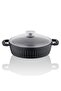 Valeriya Cast Glass Lid Flat Pot 24 Cm Black - TAC-4972 - 2