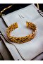 Pure copper Hypoallergenic antique handmade three-twist thick bracelet - 3