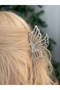 Imported Luxury Trend Metal Crystal Stone Large Butterfly Pattern Latch Clip Buckle Silver Gray - 2