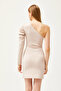 Women's Stone Single Shoulder Skirt Wrap Mini Scuba Dress AEL-00000002 - 8