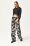 Women's Black Big Flower Patterned Palazzo Kupra Trousers PNT-19000272 - 3