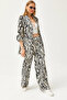 Women's Black Top Kimono Bottom Pocket Trousers Set TKM-19000276