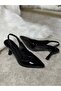Casual Women's Pointed Toe Flat Patternless Thin Open Back Heels Model Black Patent Leather Evening Dress Shoes 101B - 6