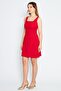 Women's Wide Strap Square Collar Mini Red Dress - 5