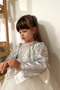 White Sequined Leaf Figured Long Sleeve Baby Girl Dress - Leaf - 4