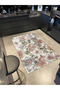Pink Beige Themed Floral Flower Patterned Creative Modern Decorative Carpet 3901 - 3