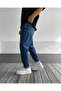 Men's Dark Blue Effect Boyfriend Jeans - 4