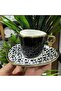 SPECIAL DESIGN LEOPARD PATTERNED BLACK AND WHITE CUP SET - 5