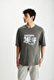 RAMADANP010 Men's 100% Cotton Crew Neck Printed Gray T-Shirt