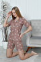 Mr 1202 Lycra Pegasus Fabric Buttoned Shorts Women's Heart Pajama Set - 3