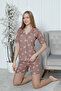 Mr 1202 Lycra Pegasus Fabric Buttoned Shorts Women's Heart Pajama Set - 4