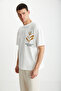 RAMADANP006 Men's 100% Cotton Crew Neck Printed Ecru T-Shirt